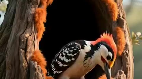 Ant birds pluck feathers from orange cats to build their nests.
