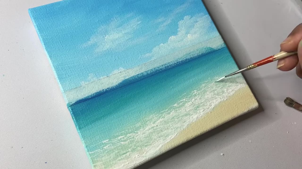 Easy seascape painting_acrylic painting tutorial for beginners_#51 #acrylicpainting #seascape