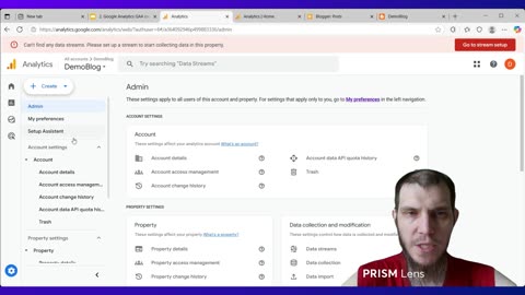 2.2. pt. 1/4 Doing account and property and Data Stream settings in Google Analytics 4