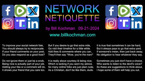 NETWORK NETIQUETTE -- an original song by Bill Kochman.