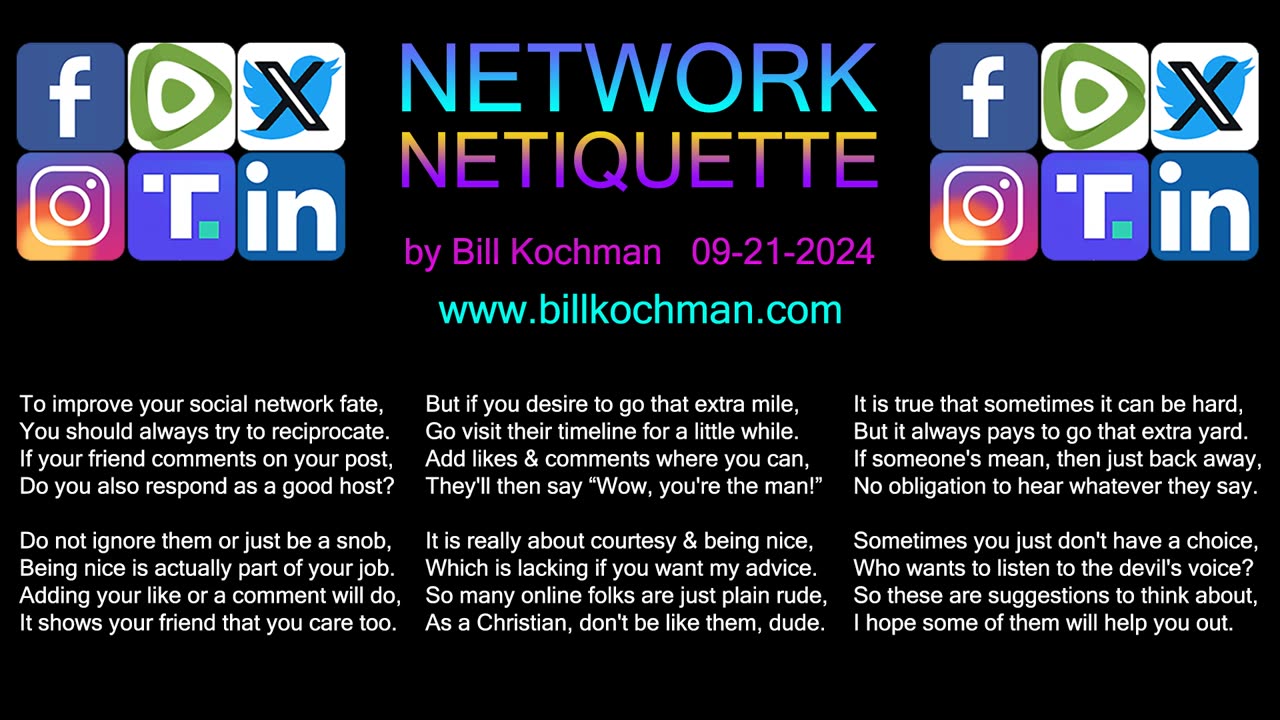 NETWORK NETIQUETTE -- an original song by Bill Kochman.