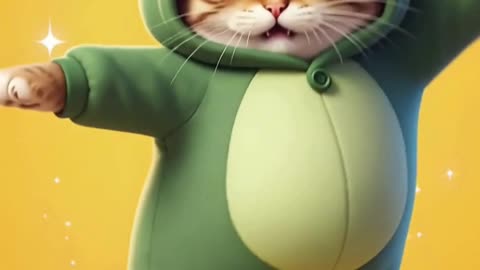 Frog-Suit Cat Dance Party 🐸🐱 | Too Cute to Miss! #shorts #cutecat #funnypets #catdance #viralvideo