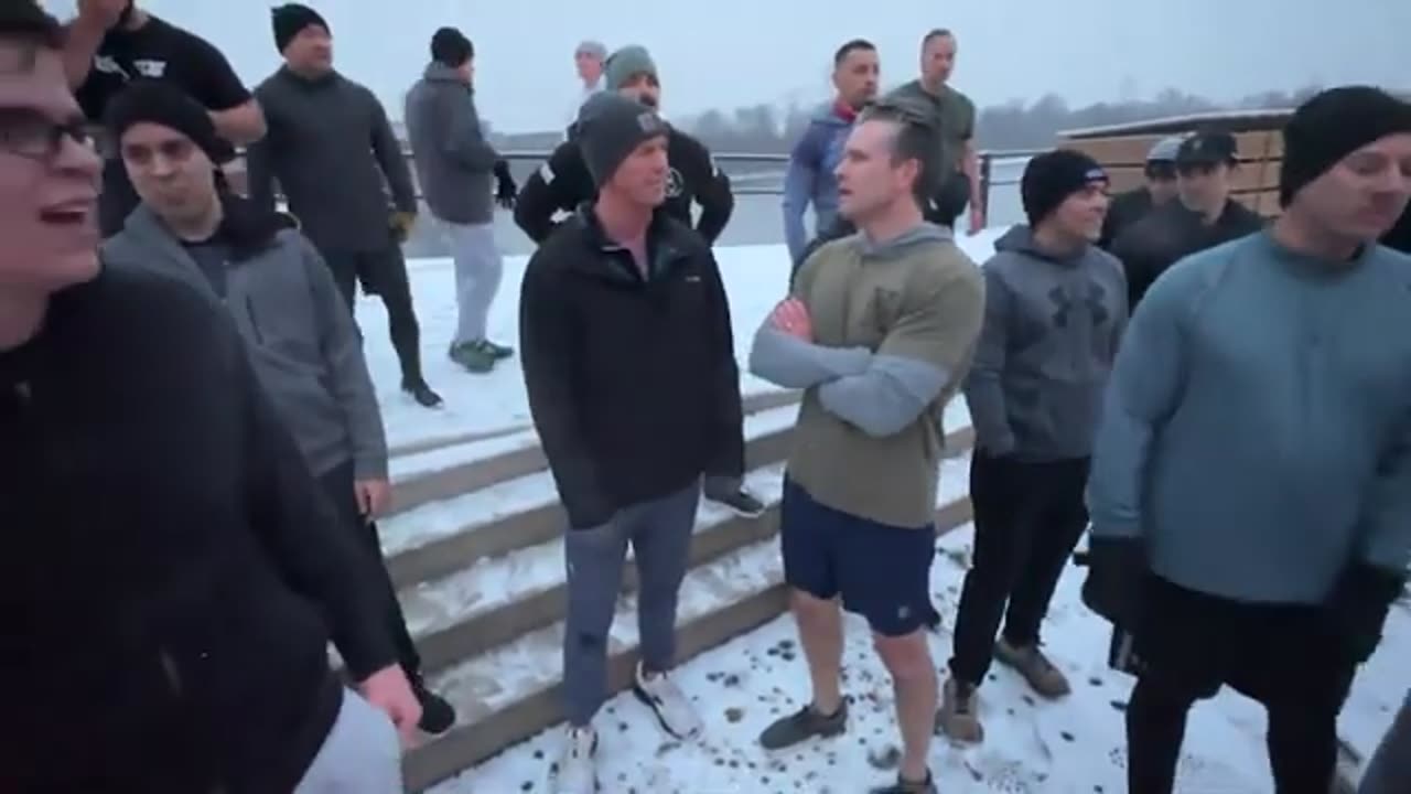 POLAND: SecDef Pete Hegseth works out with soldiers in the snow