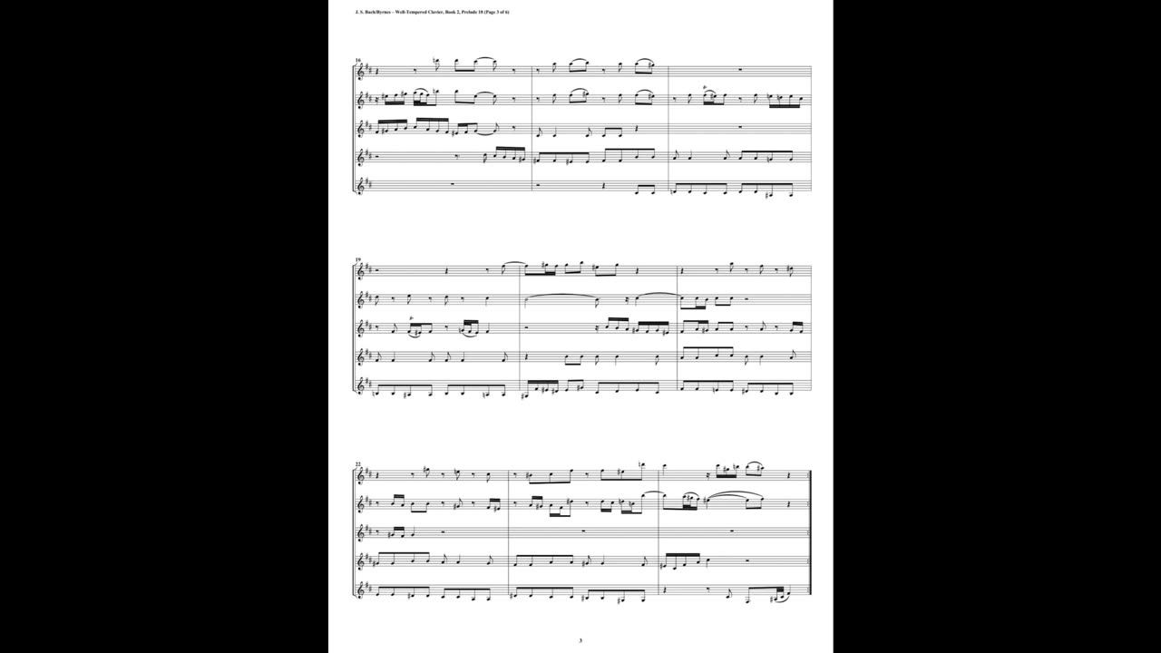 J.S. Bach - Well-Tempered Clavier: Part 2 - Prelude 18 (Clarinet Quintet)