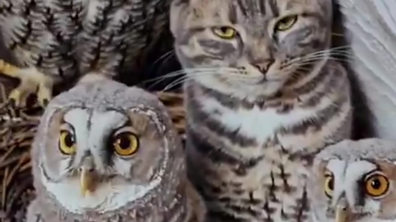 Cat in owl's nest