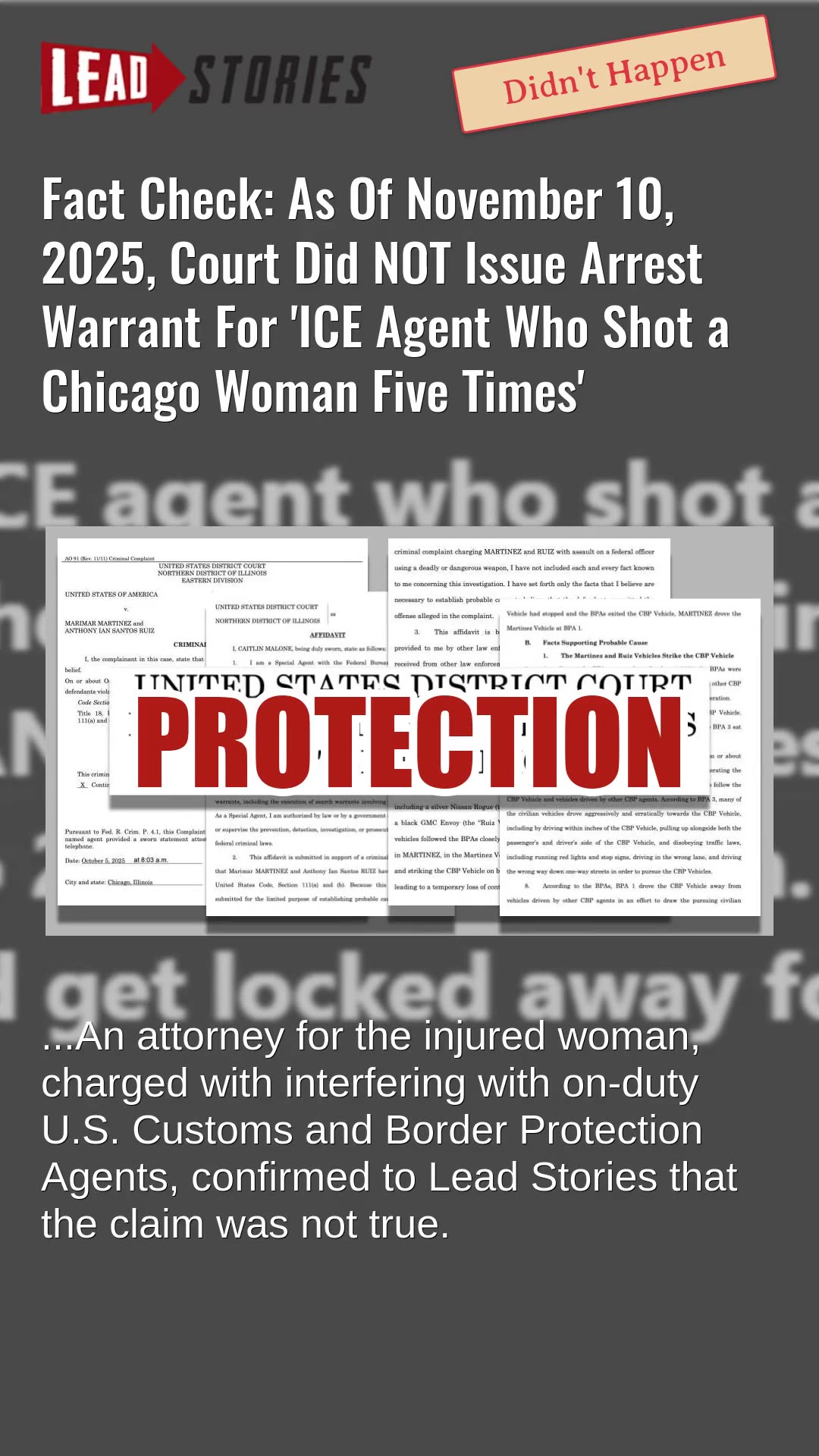 Fact Check: Court Did NOT Issue Arrest Warrant For ICE Agent Who Shot a Chicago Woman Five Times