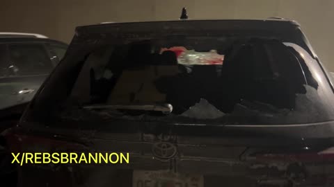 Cars are being destroyed and spray-painted with “F*CK ICE” and “MURDER” outside hotels