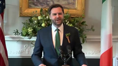 Vice President JD Vance delivers remarks at a St. Patrick's Day breakfast with Ireland Taoiseach Micheal Martin!