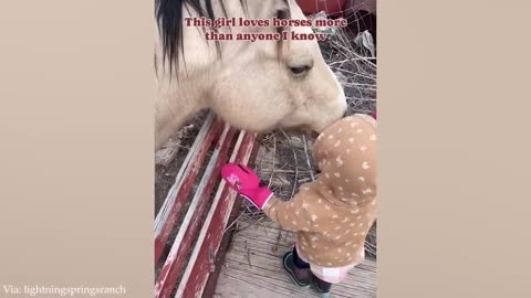 Tender Moment Between a Little Friend and a Horse