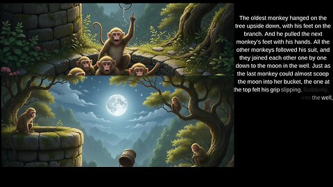 English Stories the monkeys rescue the moon.