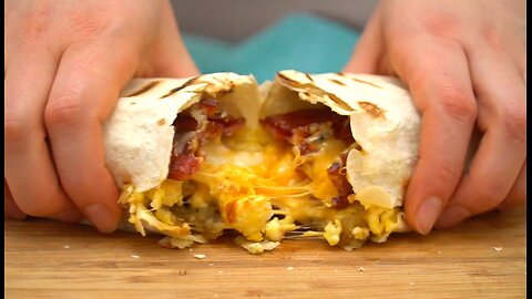 Cooking Bacon Egg and Cheese Breakfast Burrito