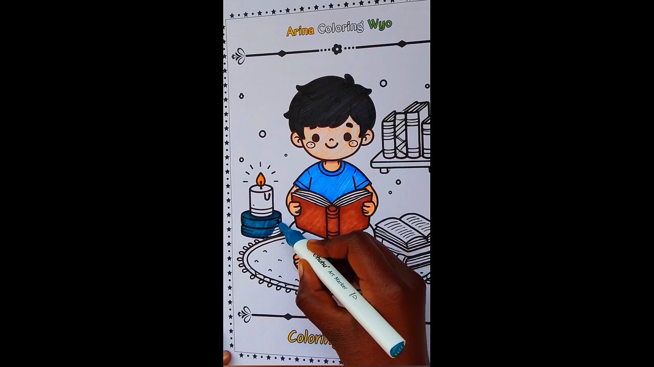 Adorable Boy Reading | Mesmerizing Coloring for Relaxation