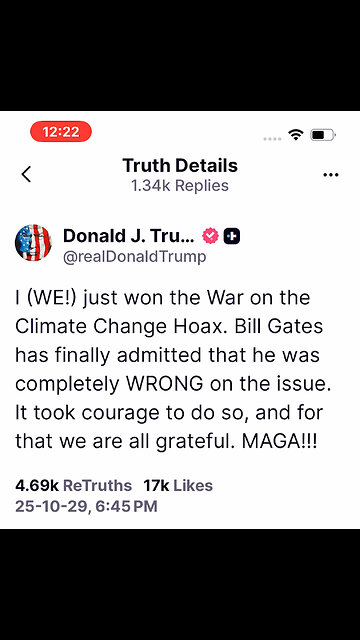 Donald J. Trump @realDonald Trump I (WE!) just won the War on the Climate Change Hoax.