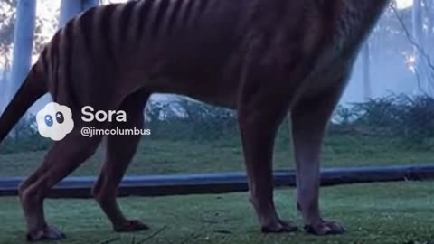 Thylacine Morning Sighting: AI Forest Realism