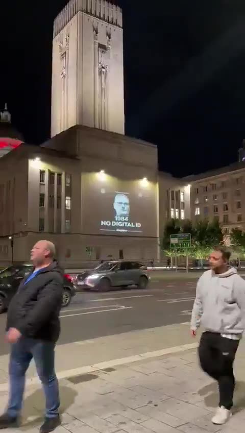 NO DIGITAL ID: We projected message across Liverpool for Labour conference