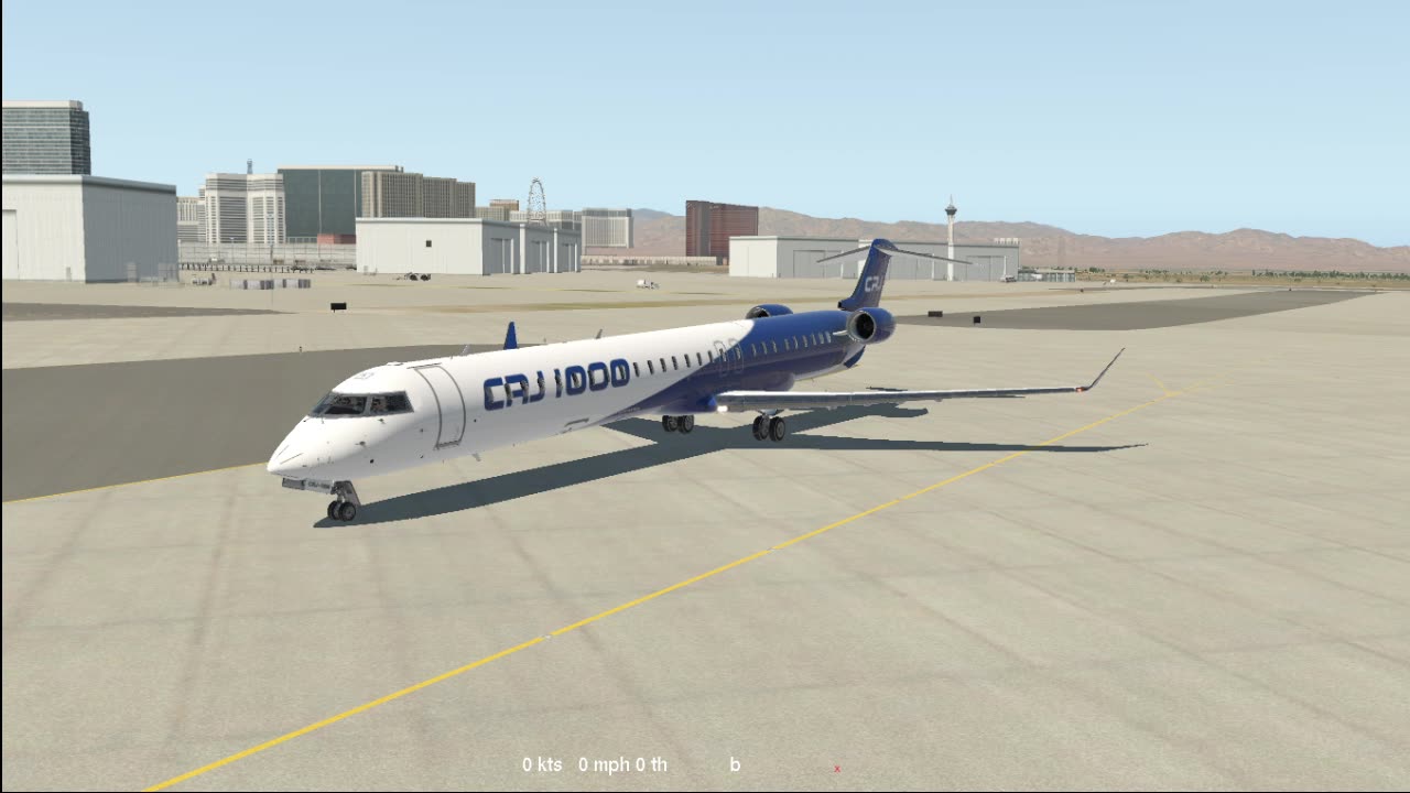 the CRJ-1000 in Vegas doing an ILS on KLAS in 2025 in Xplane 11 under Ubuntu 24