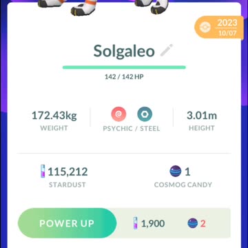 Pokemon Go Evolution - Cosmoem ➡️ Solgaleo