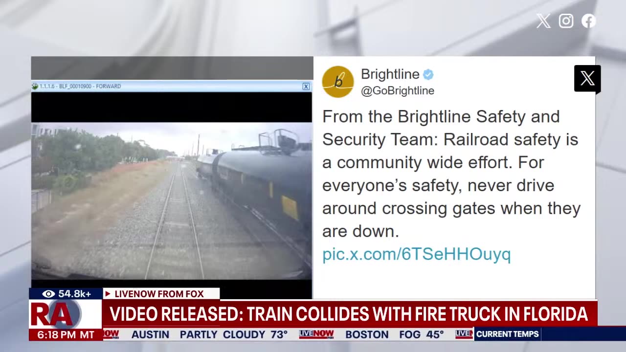 BREAKING: Fire truck evades crossing gate and SLAMS into Brightline Train in Florida