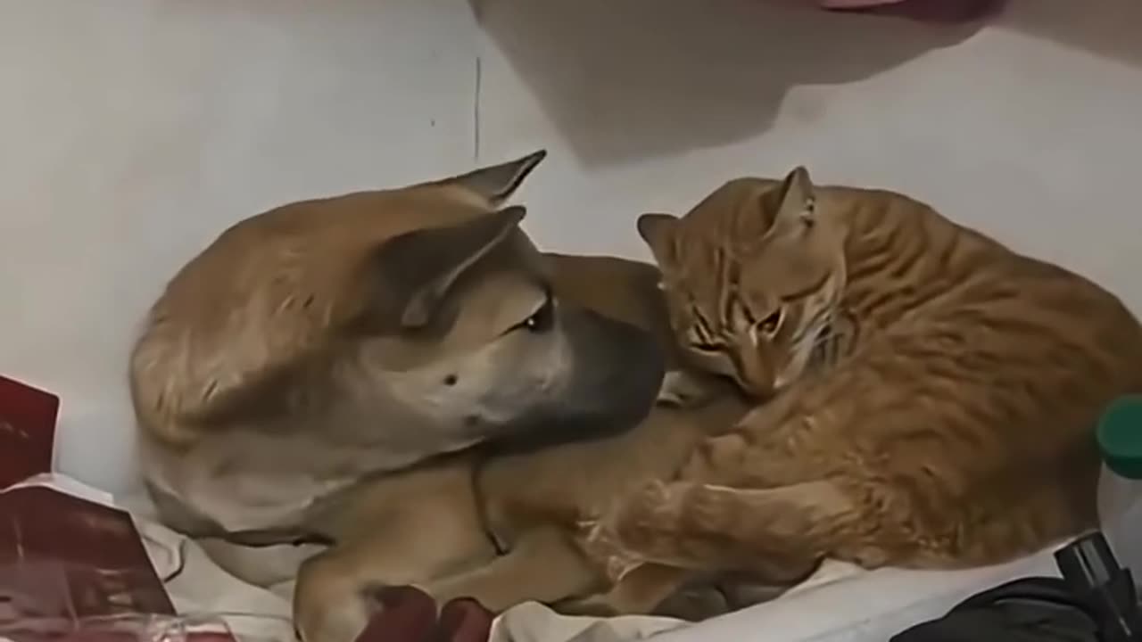Cat forced the friendship🥹