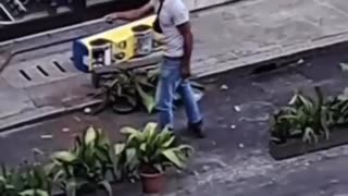 A North African man in Italy destroys a bar for fun.