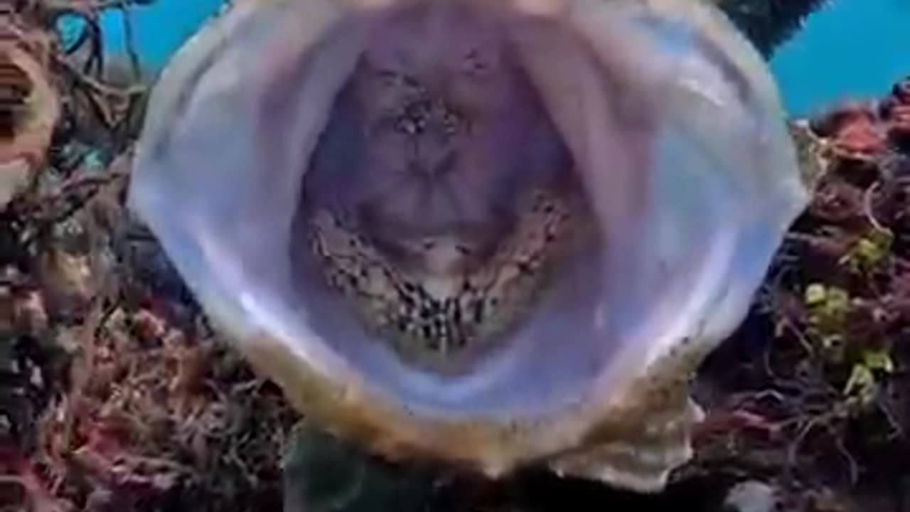 The giant frogfish yawning in gills cleaning action....