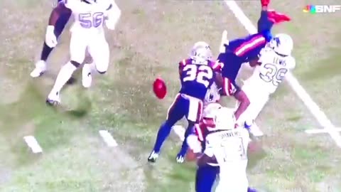 New England Patriots RB Antonio Gibson takes a hit to the knee