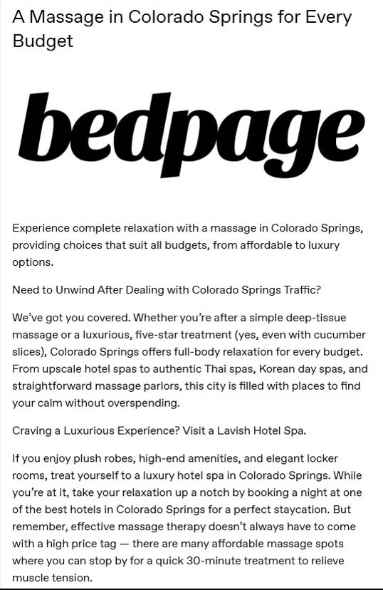A Massage in Colorado Springs for Every Budget