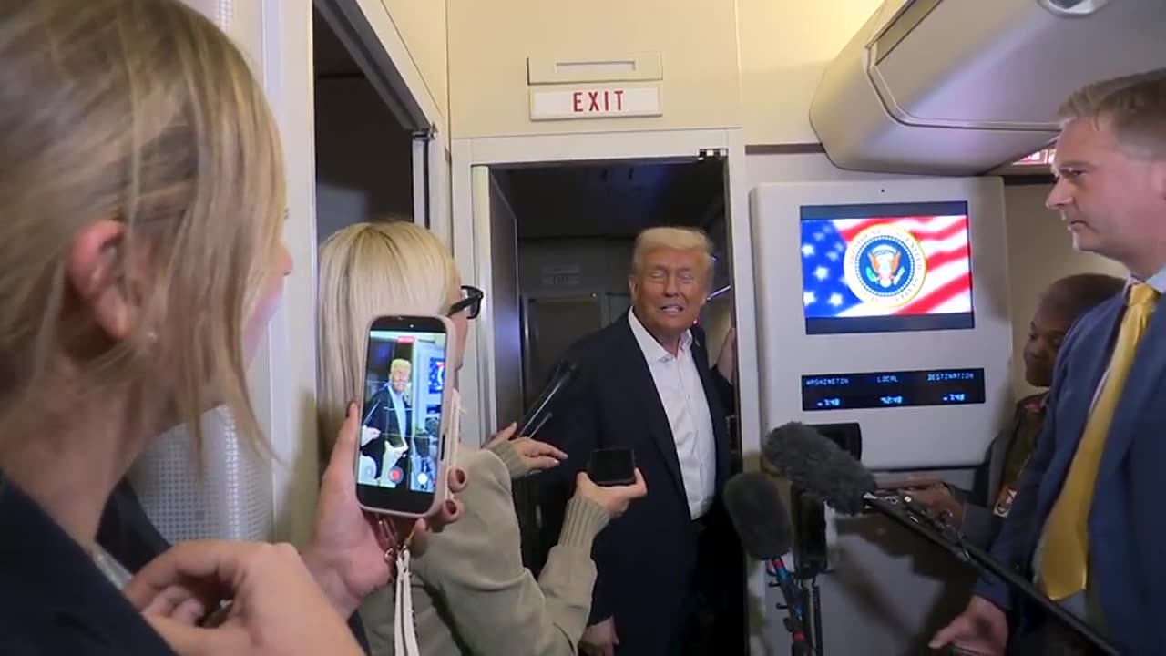 President Trump Gaggles with the Press on Air Force One, Oct. 13, 2025