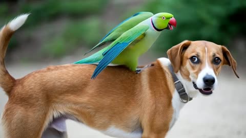 Dog with Parrot 🦜