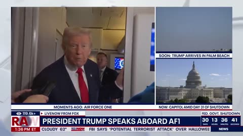 Trump speaks aboard Air Force One en route to Florida