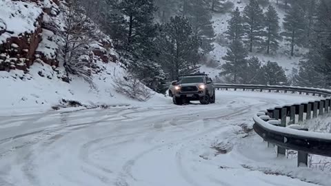 Icy Road Sends Cars Skidding on Windy Mountain Pass