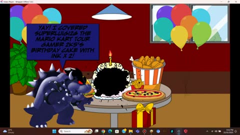 Dark Ink Bowser covers @SuperLuigi26TheMKTGamer2K5's birthday cake with ink/Grounded