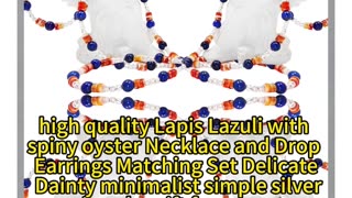 GN-20241226-03 high quality Lapis Lazuli with spiny oyster Necklace and Drop Earrings Matching Set