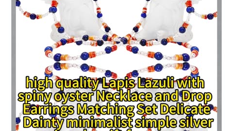 GN-20241226-03 high quality Lapis Lazuli with spiny oyster Necklace and Drop Earrings Matching Set