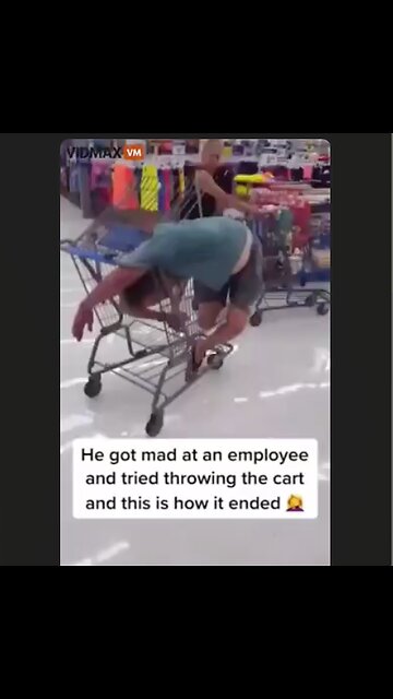 Walmart Wars - Dude tries to throw a shopping cart at an employee and gets stuck in it 🤣🤣🤣