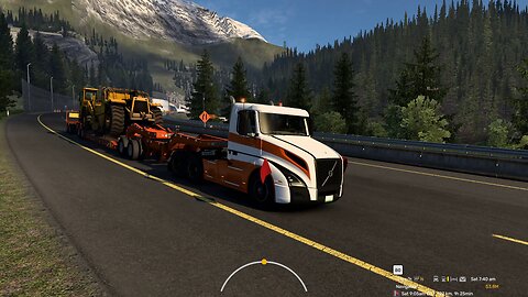 ATS, Downhill 7% grade, Volvo VNL, 60 t, engine Jake braking, automatic transmission