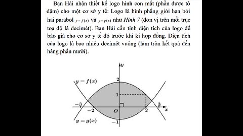 Toán 12: Bạn Hải nhận thiết kế logo hình con mắt (phần được tô đậm) cho một cơ sở y tế: Logo là