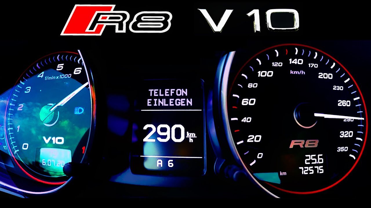 AUDI R8 V10 Acceleration 0-295 Onboard Autobahn V10 Sound ECC RENT Mieten Mietwagen BerlinTomek