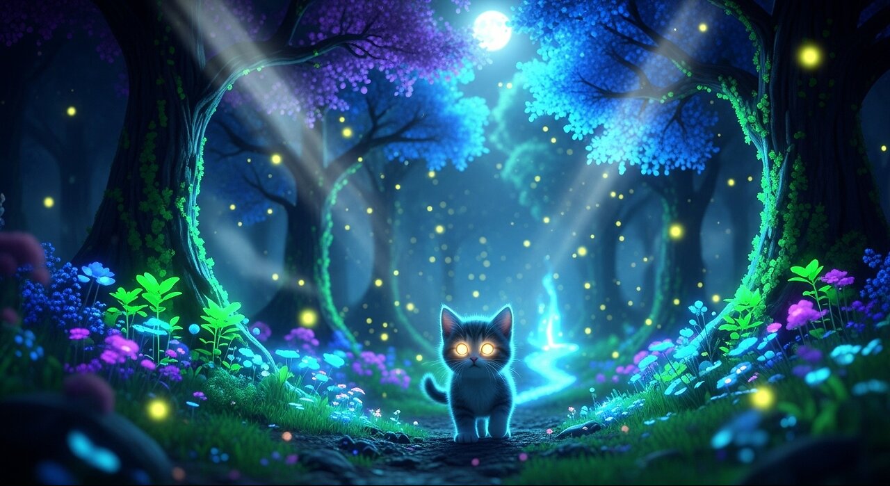 Kitten’s Journey Into Luminescent Forest