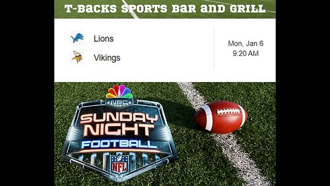 T-Backs Sports Bar and Grill Sports Schedule and quesadilla special for Monday Jan 06, 2025