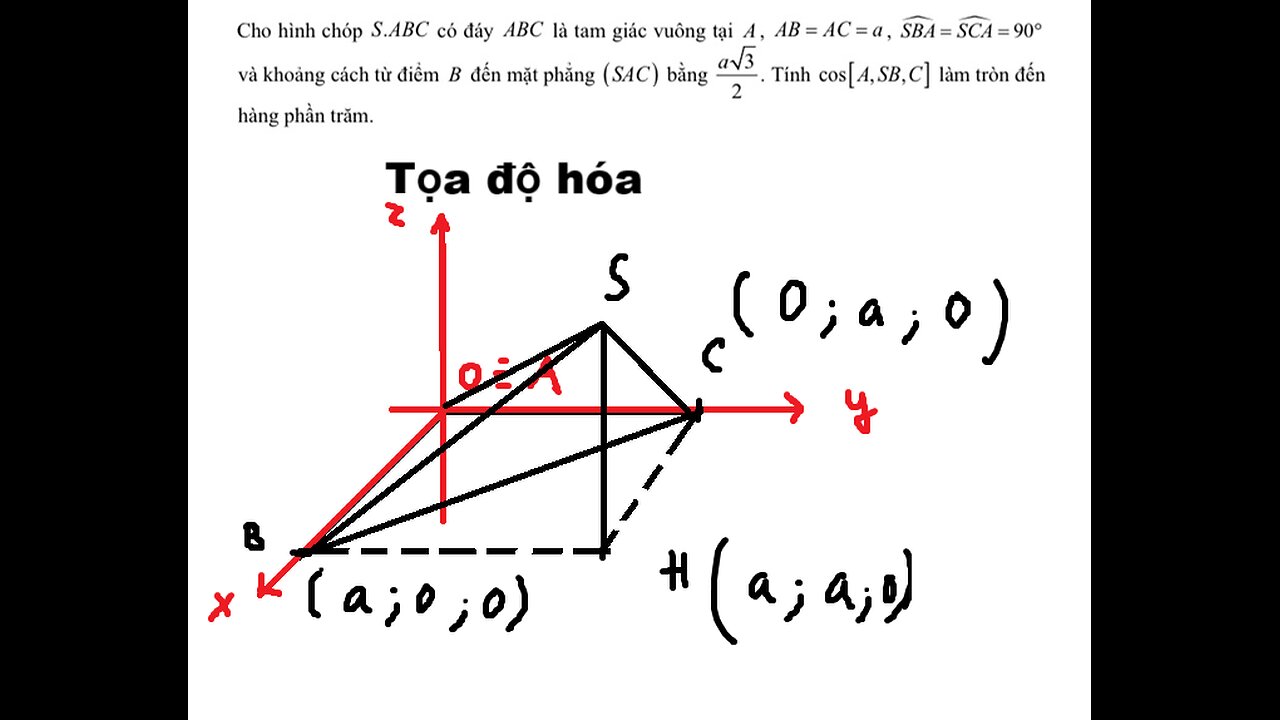Toán 12: Góc nhị diện: . Cho hình chóp S.ABC có đáy ABC là tam giác vuông tại A, AB=AC=a,