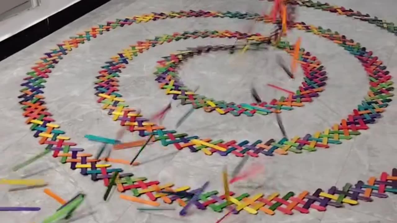 Interlaced Labyrinth Of Popsicle Sticks Pops Off
