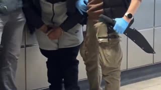 Two machetes recovered during a stop and search at Euston Station.