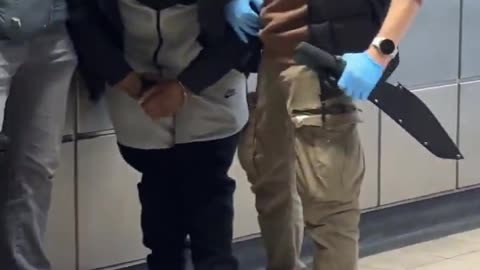 Two machetes recovered during a stop and search at Euston Station.