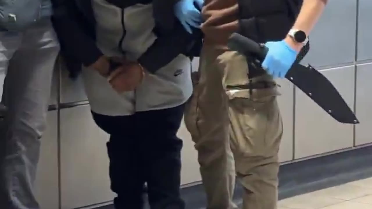 Two machetes recovered during a stop and search at Euston Station.