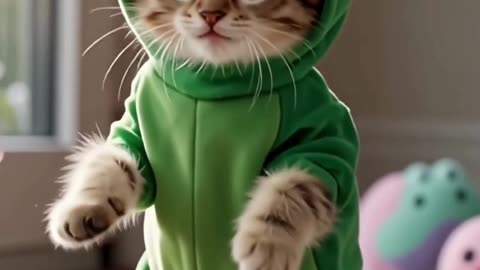 Frog-Costume Kitty Breaks Out Dance Moves 🐸💃 | Adorable Cat Short