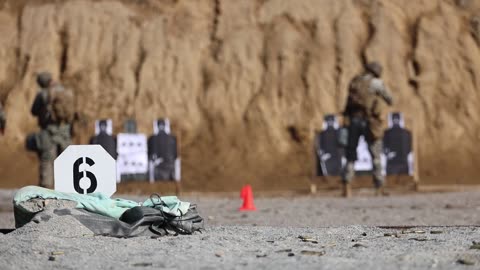 III MSB Marines Conduct Shooting Drills with Gas Masks during Bushido Strike 23