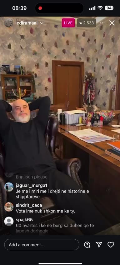 Ja momenti kur Rama përplasi grushtin mbi tavolinë dhe mbylli live-n në Instagram brenda 1 minute