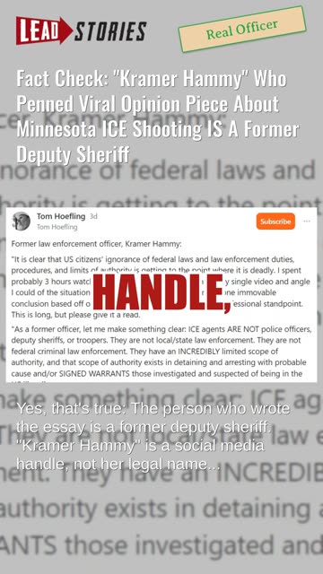 Fact Check: Kramer Hammy Who Penned Viral Opinion Piece About ICE Shooting IS Former Deputy Sheriff