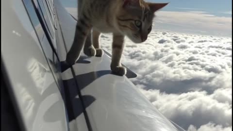 The famous cat outside the plane
